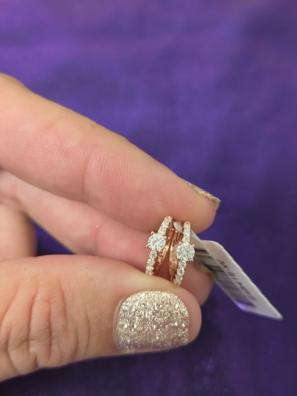 925 Sterling Silver With Rose Gold Vermeil Hoop Earrings with Genuine Moissanite